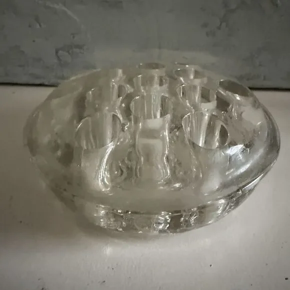 Clear Glass Flower Frog 13 Hole Vintage Bouquet Display Floral Arrangements 5” - Picture 4 of 5